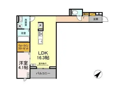 CLASSEUM都賀(1LDK/1階)の間取り写真