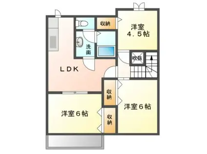 ホープフリー(3LDK/2階)の間取り写真