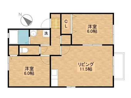 セジュールYMIV(2LDK/1階)の間取り写真