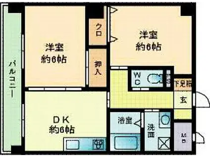 ゼルコバII(2DK/2階)の間取り写真