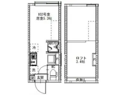旭丘1丁目NEOAVAND(ワンルーム/1階)の間取り写真