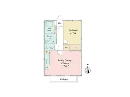 サン・ホワイト町田M101(1LDK/2階)の間取り写真