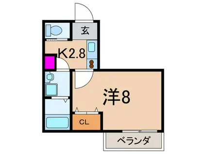 EVERGREENIII(1K/2階)の間取り写真