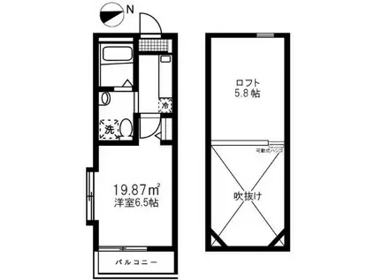 リブ白楽(1K/3階)の間取り写真