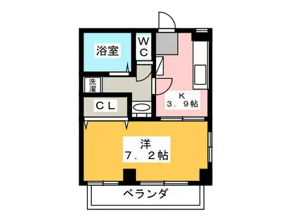 ヴェルファーレ中津川(1K/1階)の間取り写真