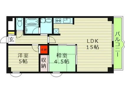 都島北通マンション(2LDK/3階)の間取り写真