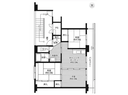 小名浜2号棟(3DK/5階)の間取り写真