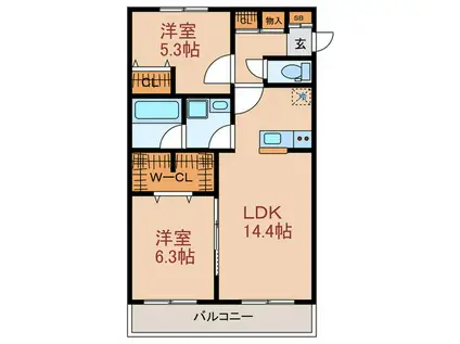 ベルグ文京千駄木(2LDK/1階)の間取り写真