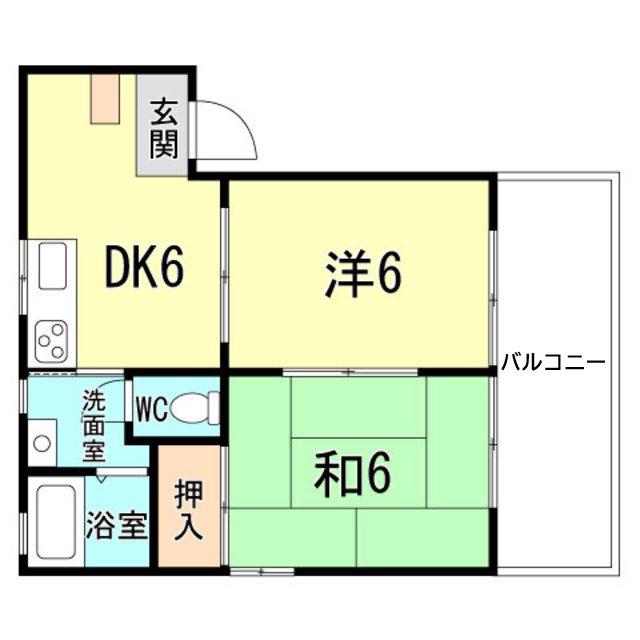 山本ハイツ(2DK/2階)の間取り写真