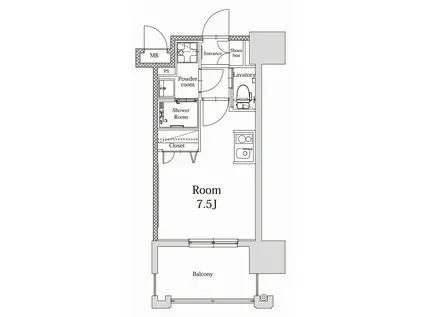 エンクレストALIVE白金(ワンルーム/5階)の間取り写真