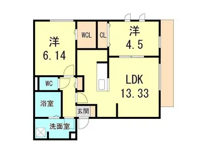 シャルムソレイユI番館(2LDK/3階)の間取り写真