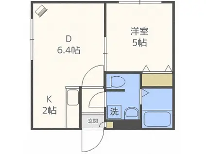 ブランノワール東札幌(1LDK/4階)の間取り写真