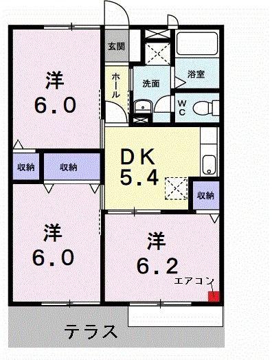 FAMILL(3DK/1階)の間取り写真