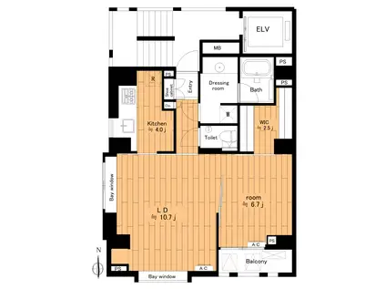 ケヤキアパートメント(1LDK/4階)の間取り写真