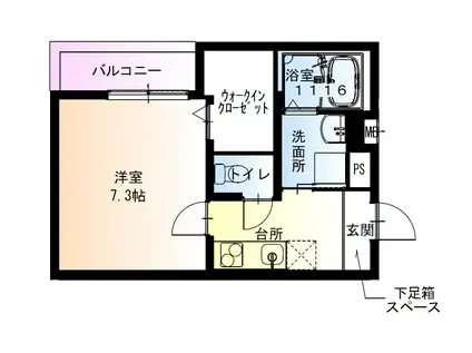 フジパレス遠里小野ノース(1K/3階)の間取り写真