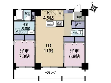 CASA ZERO(2LDK/3階)の間取り写真
