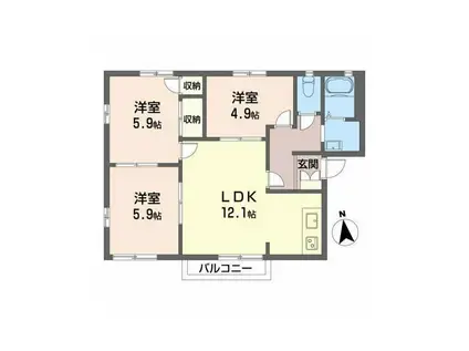 ブランシェバラキ A(3LDK/2階)の間取り写真
