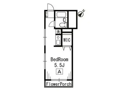 オーシャンヒルズ東山(ワンルーム/1階)の間取り写真
