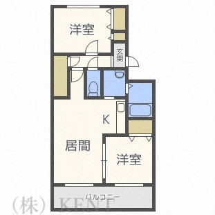 アメニティ発寒(2LDK/4階)の間取り写真