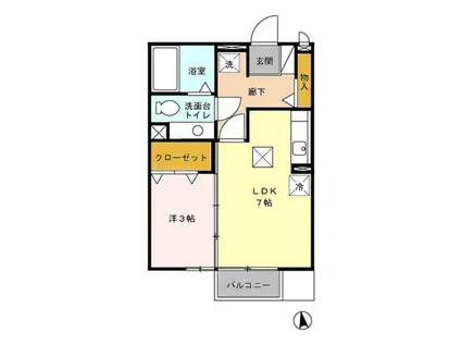 ルミナスハイム(1DK/1階)の間取り写真