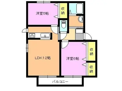 メゾンシャルムF(2LDK/2階)の間取り写真