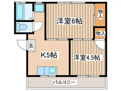 ミツハシホーム辻堂(2K/3階)の間取り写真