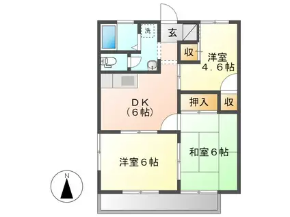 ドメスティックカーサ(3DK/2階)の間取り写真