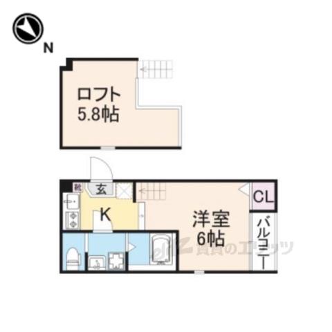 オリオンテラス(1K/2階)の間取り写真