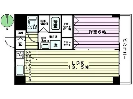 シェスタロワール(1LDK/2階)の間取り写真