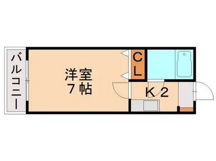 フラット2松本(1K/4階)の間取り写真