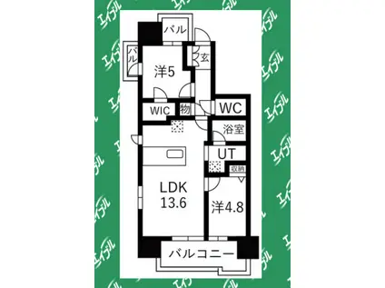 ダイアパレス セントラル ザ・フォート(2LDK/11階)の間取り写真