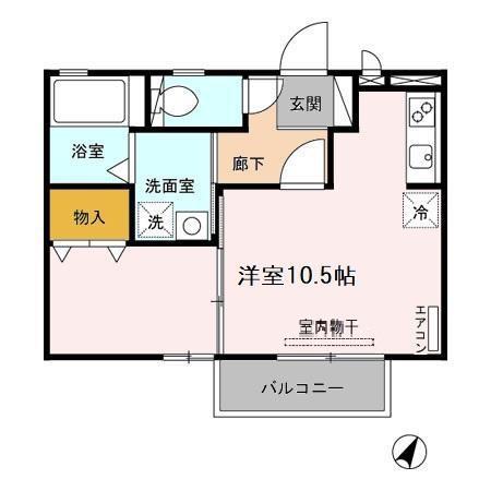 コートパル(ワンルーム/2階)の間取り写真