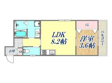 西宮市獅子ケ口町PJ(1LDK/1階)の間取り写真