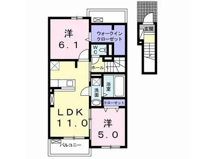 コンフォート高富 I(2LDK/2階)の間取り写真