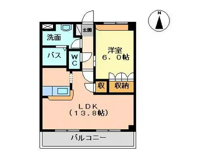 サンライズガーデン(1LDK/2階)の間取り写真