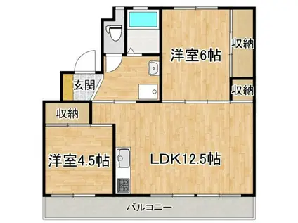 スカイクレスト 1棟(2LDK/4階)の間取り写真