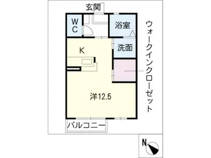 MA・CHERIE B棟(ワンルーム/2階)の間取り写真