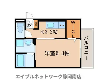 ジュネス東静岡(1K/3階)の間取り写真