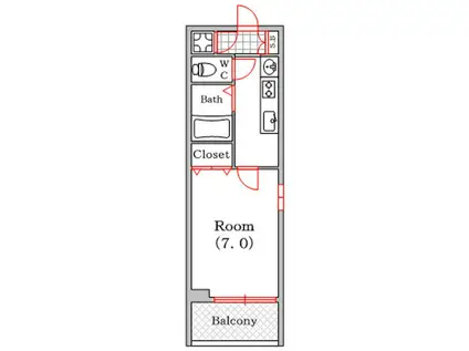 ヴィエントヴェルデ (1K/6階)の間取り写真