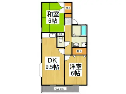 ドゥエル所沢(2DK/2階)の間取り写真