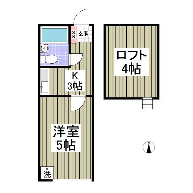 東武東上線 高坂駅 徒歩10分 2階建 築35年(1K/1階)の間取り写真