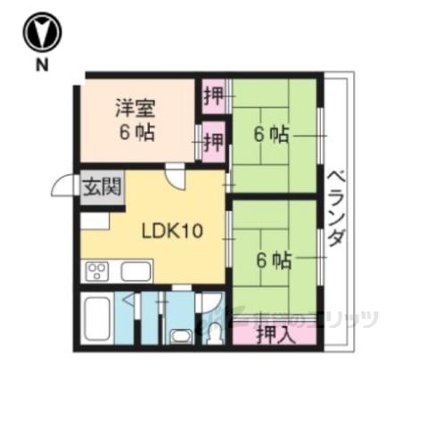 東和ハイツ本館(3LDK/9階)の間取り写真