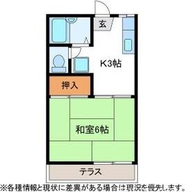 フォーブルイワイB(1K/1階)の間取り写真