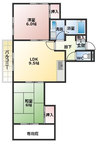 グレイス(2LDK/1階)の間取り写真