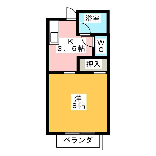 ドミールヨシダ(1DK/2階)の間取り写真