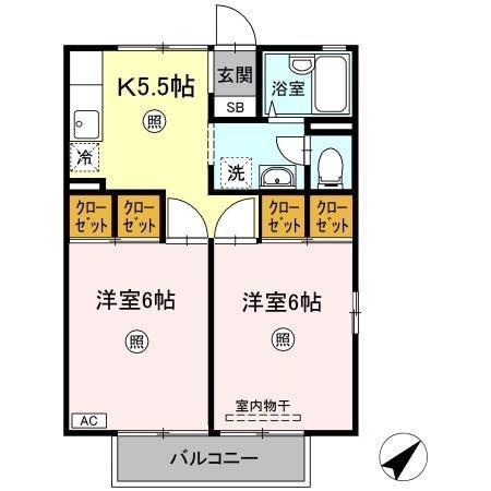セジュール大松(2K/2階)の間取り写真