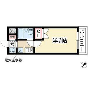カロン土原(1K/2階)の間取り写真