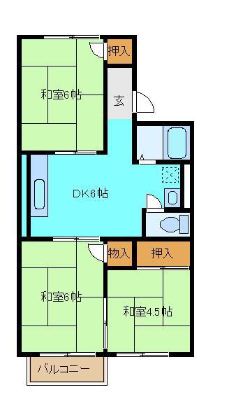 ハイツ宮山(3DK/2階)の間取り写真