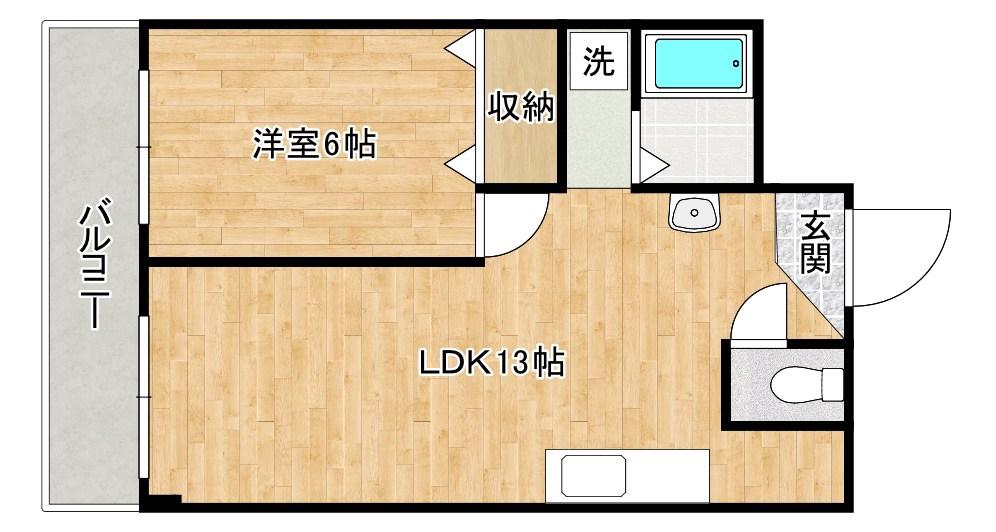 プリンセス片野I(1LDK/7階)の間取り写真