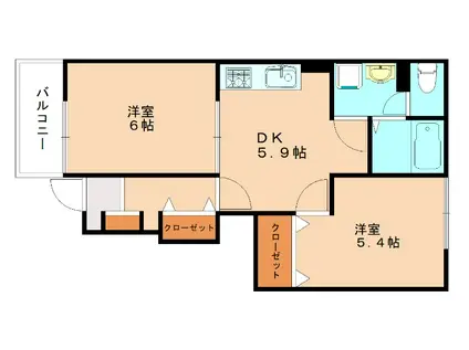 サンパティーク(2DK/1階)の間取り写真